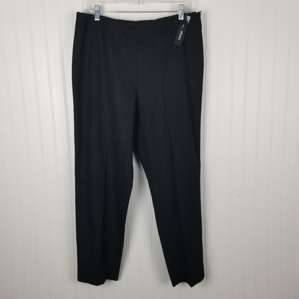 Eleven Classic Black Womens Pants Stretch Waist Size 14 Straight Leg Office Work